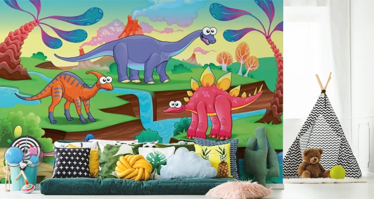 Fototapeta Kolorowe Bajkowe Dinozaury