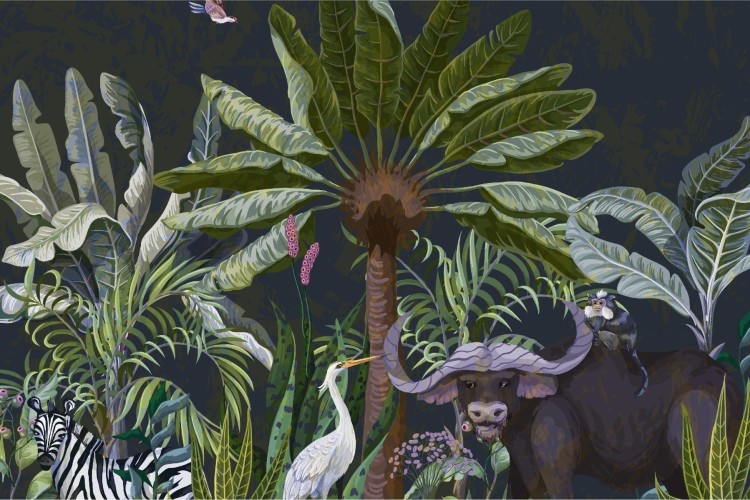 Fototapeta Zwierzęta Wśród Palm I Roślin