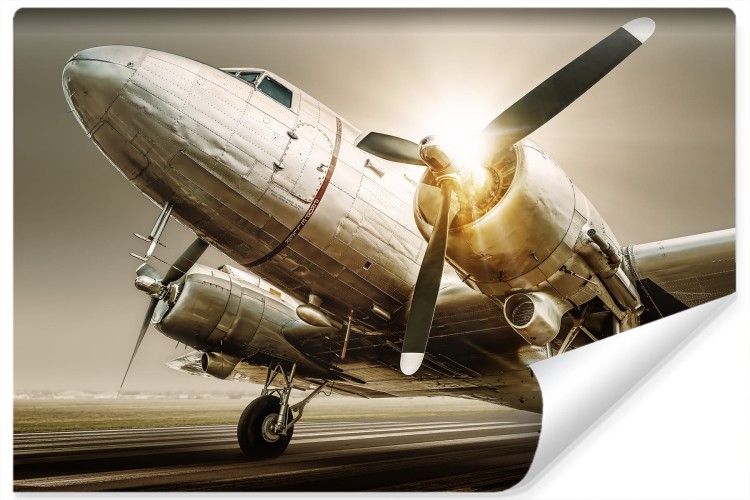 Fototapeta Zabytkowy Samolot O Zachodzie Słońca