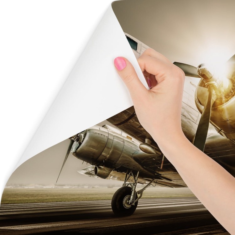 Fototapeta Zabytkowy Samolot O Zachodzie Słońca