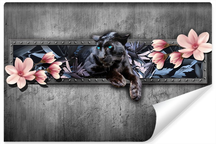 Fototapeta Pantera Z Kwiatami Magnolii
