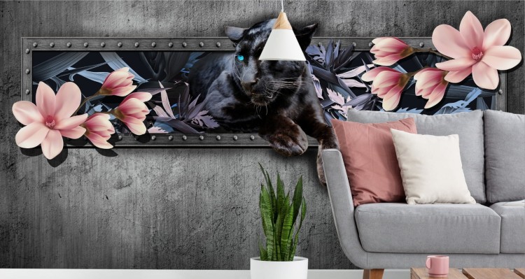 Fototapeta Pantera Z Kwiatami Magnolii
