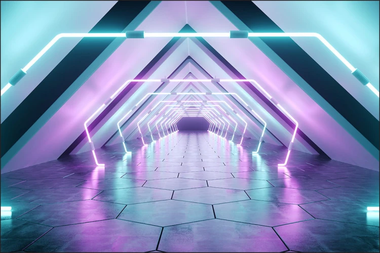 Fototapeta 3D Tunel - Neony