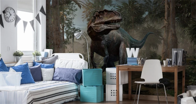 Fototapeta Realistyczny Dinozaur I Palmy