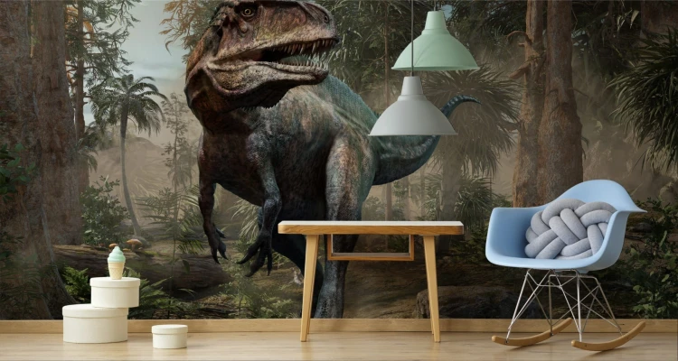 Fototapeta Realistyczny Dinozaur I Palmy