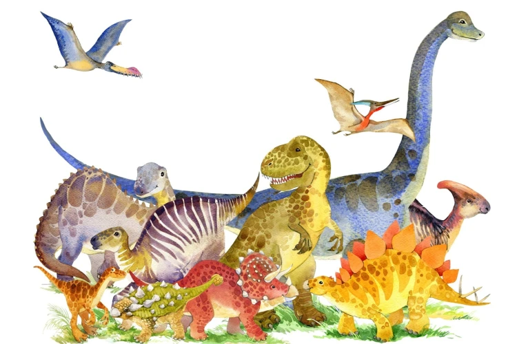 Fototapeta Dinozaury Malowane Akwarelą