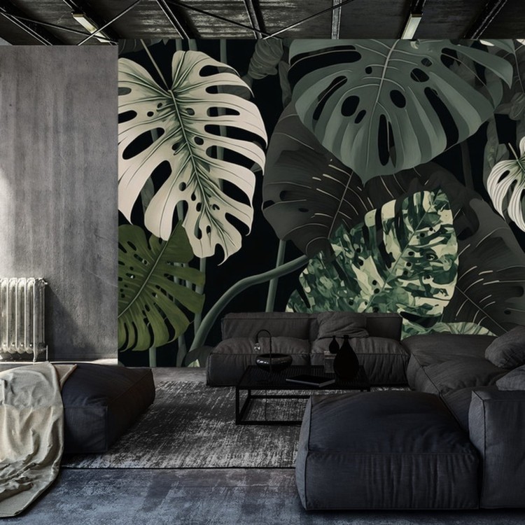 Fototapeta 4K Resolution Or Higher, Botanical Maximalism, High Contrast Leaves Pattern. Generative Ai Technology