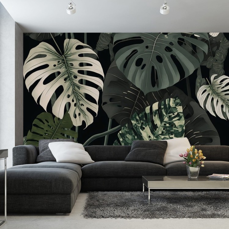 Fototapeta 4K Resolution Or Higher, Botanical Maximalism, High Contrast Leaves Pattern. Generative Ai Technology