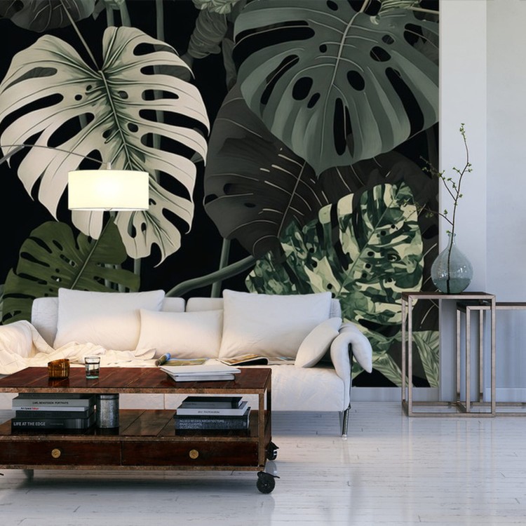 Fototapeta 4K Resolution Or Higher, Botanical Maximalism, High Contrast Leaves Pattern. Generative Ai Technology