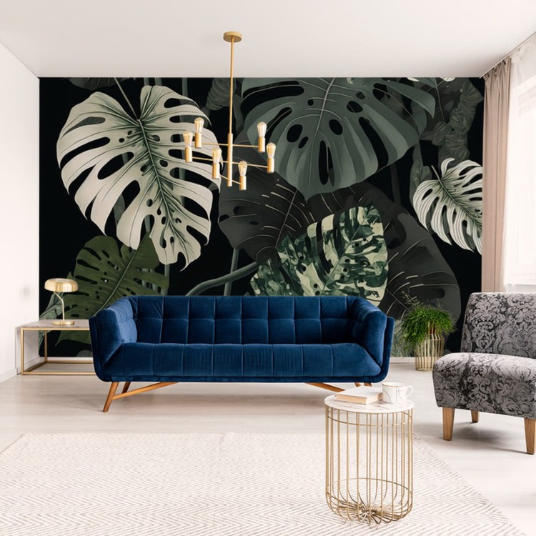 Fototapeta 4K Resolution Or Higher, Botanical Maximalism, High Contrast Leaves Pattern. Generative Ai Technology