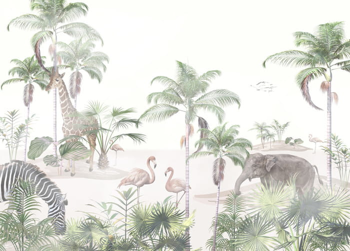 Fototapeta Tropical Trees And Leaves For Digital Printing Wallpaper, Custom Design Wallpaper - 3D