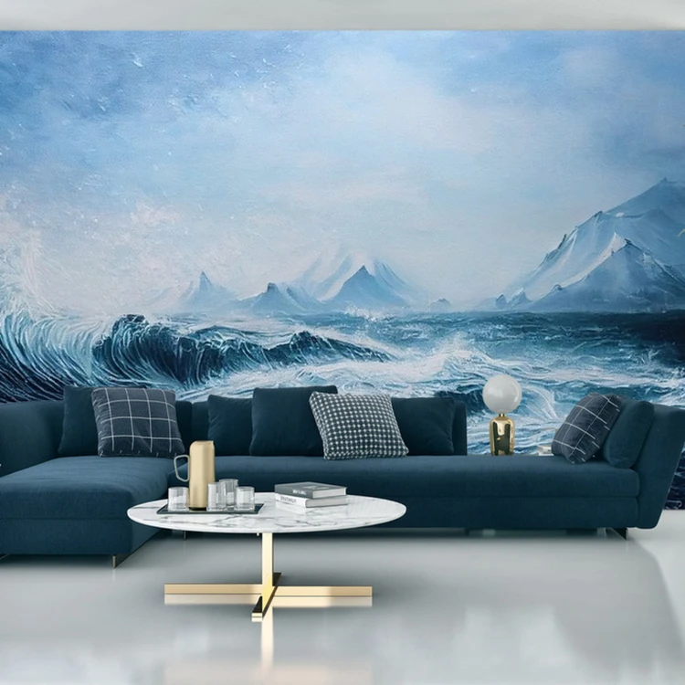 Fototapeta Abyss, Ocean Waves, Seascape Hand Drawn Oil