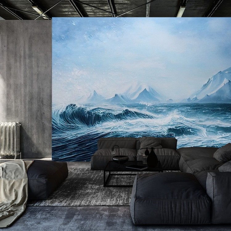 Fototapeta Abyss, Ocean Waves, Seascape Hand Drawn Oil