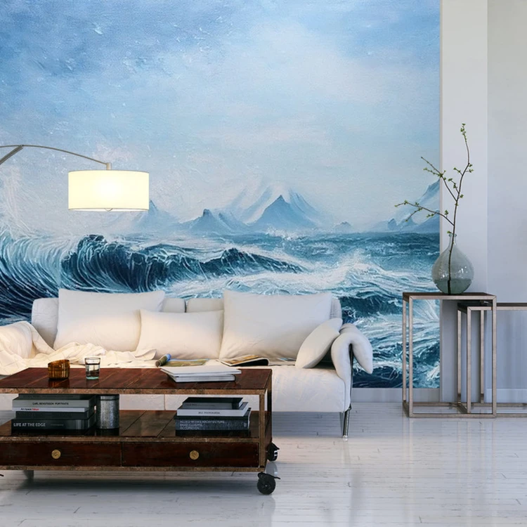 Fototapeta Abyss, Ocean Waves, Seascape Hand Drawn Oil