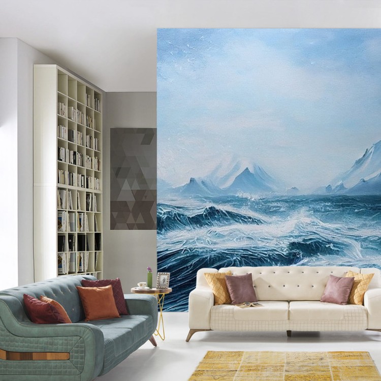 Fototapeta Abyss, Ocean Waves, Seascape Hand Drawn Oil