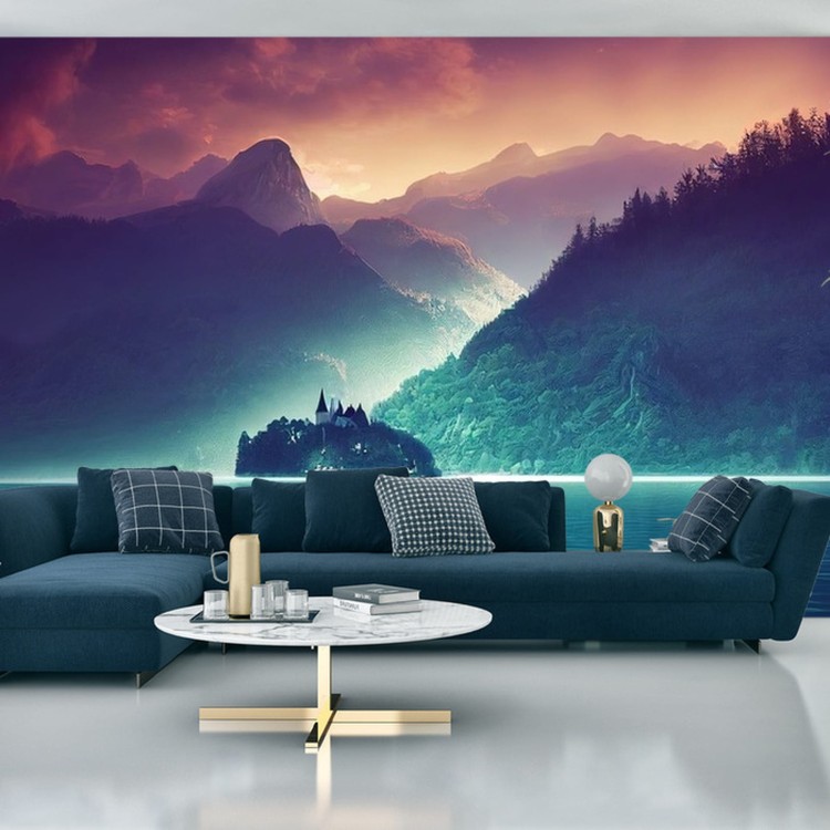 Fototapeta Fantasy Concept Showing A Lake Bled, Slovenia. Digital Art Style, Painting