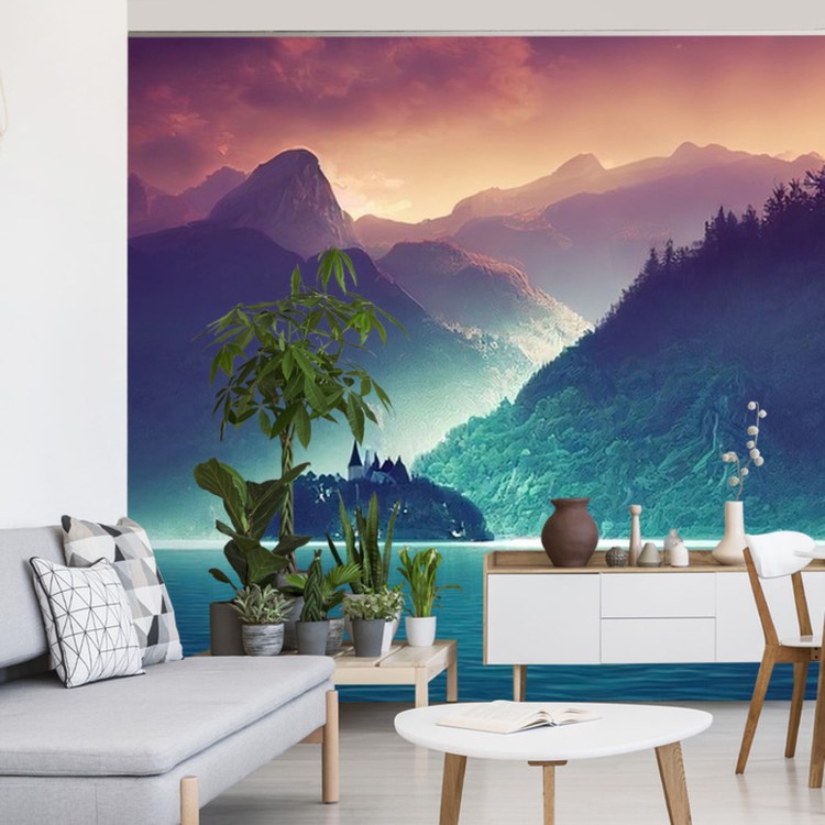 Fototapeta Fantasy Concept Showing A Lake Bled, Slovenia. Digital Art Style, Painting