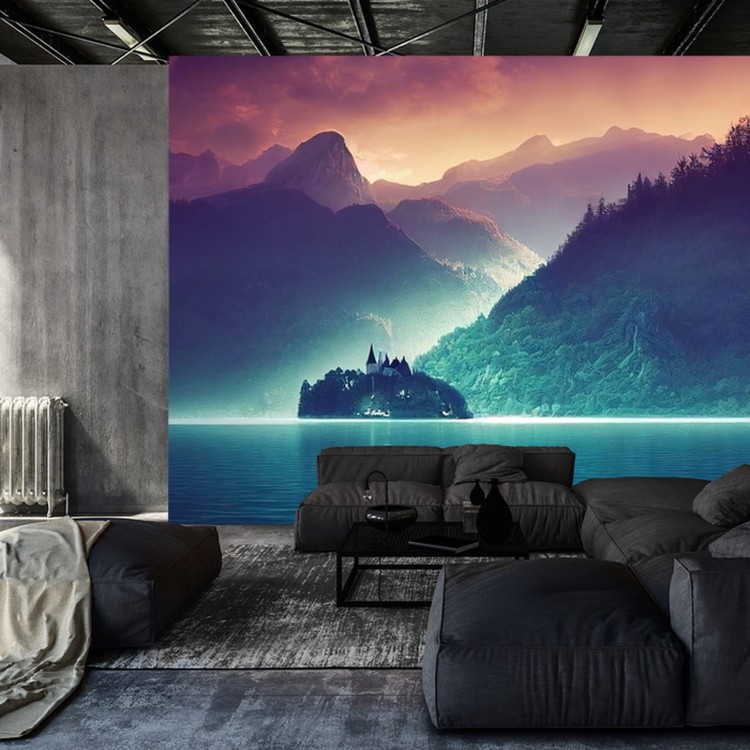 Fototapeta Fantasy Concept Showing A Lake Bled, Slovenia. Digital Art Style, Painting