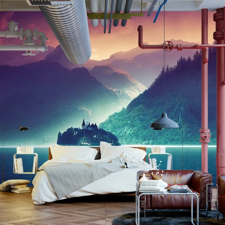 Fototapeta Fantasy Concept Showing A Lake Bled, Slovenia. Digital Art Style, Painting