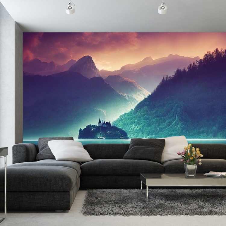 Fototapeta Fantasy Concept Showing A Lake Bled, Slovenia. Digital Art Style, Painting