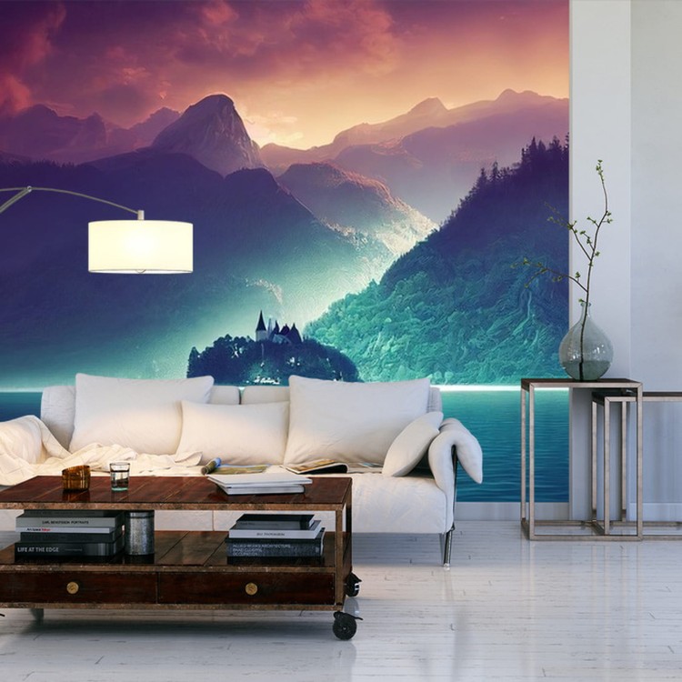 Fototapeta Fantasy Concept Showing A Lake Bled, Slovenia. Digital Art Style, Painting