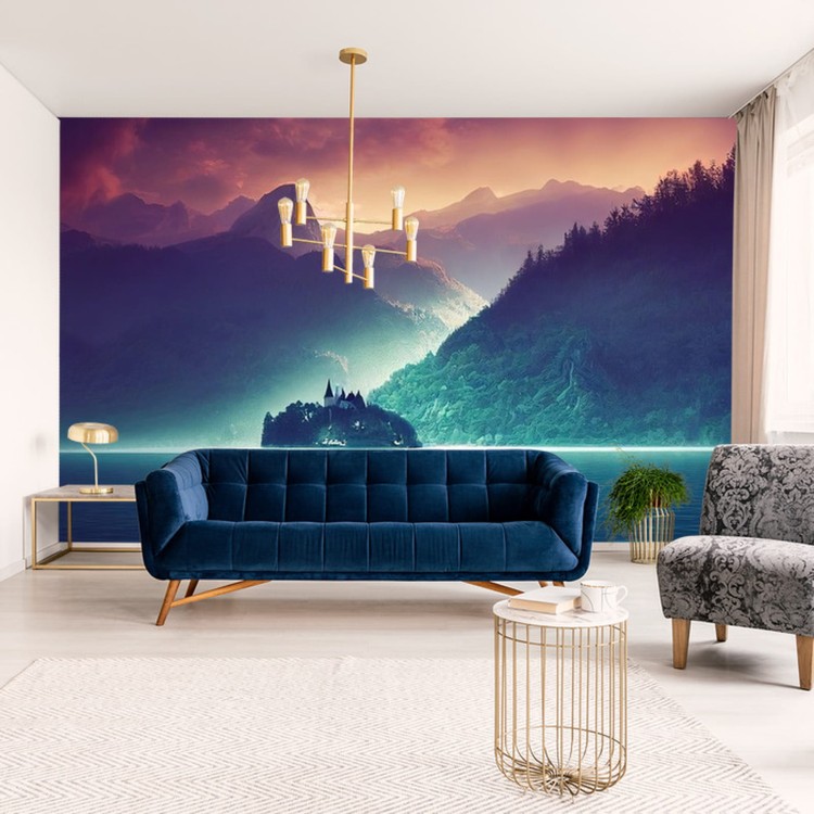 Fototapeta Fantasy Concept Showing A Lake Bled, Slovenia. Digital Art Style, Painting