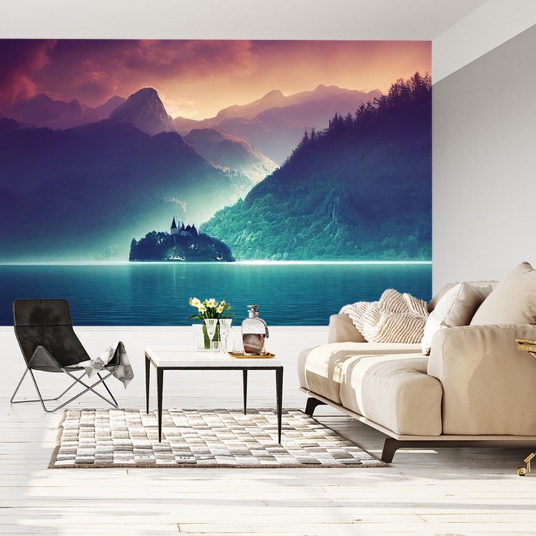 Fototapeta Fantasy Concept Showing A Lake Bled, Slovenia. Digital Art Style, Painting