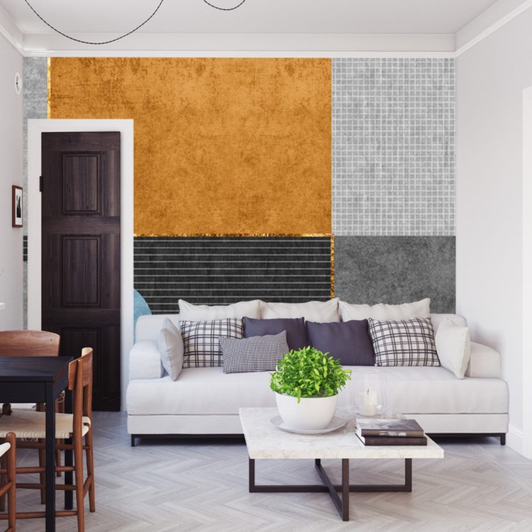 Fototapeta Gold Geometric Background Art. Modern Grey Pattern,