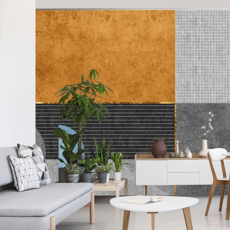 Fototapeta Gold Geometric Background Art. Modern Grey Pattern,