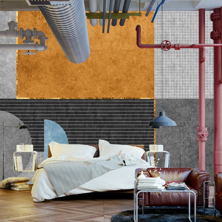 Fototapeta Gold Geometric Background Art. Modern Grey Pattern,