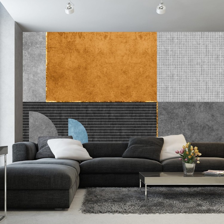 Fototapeta Gold Geometric Background Art. Modern Grey Pattern,