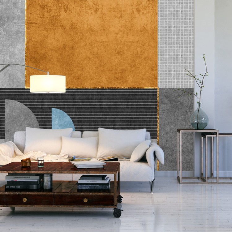 Fototapeta Gold Geometric Background Art. Modern Grey Pattern,