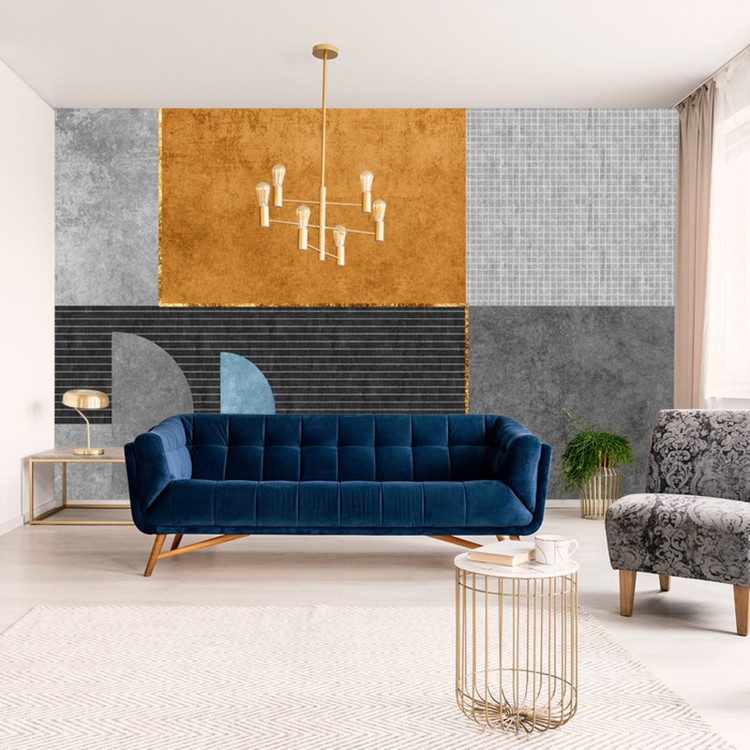 Fototapeta Gold Geometric Background Art. Modern Grey Pattern,