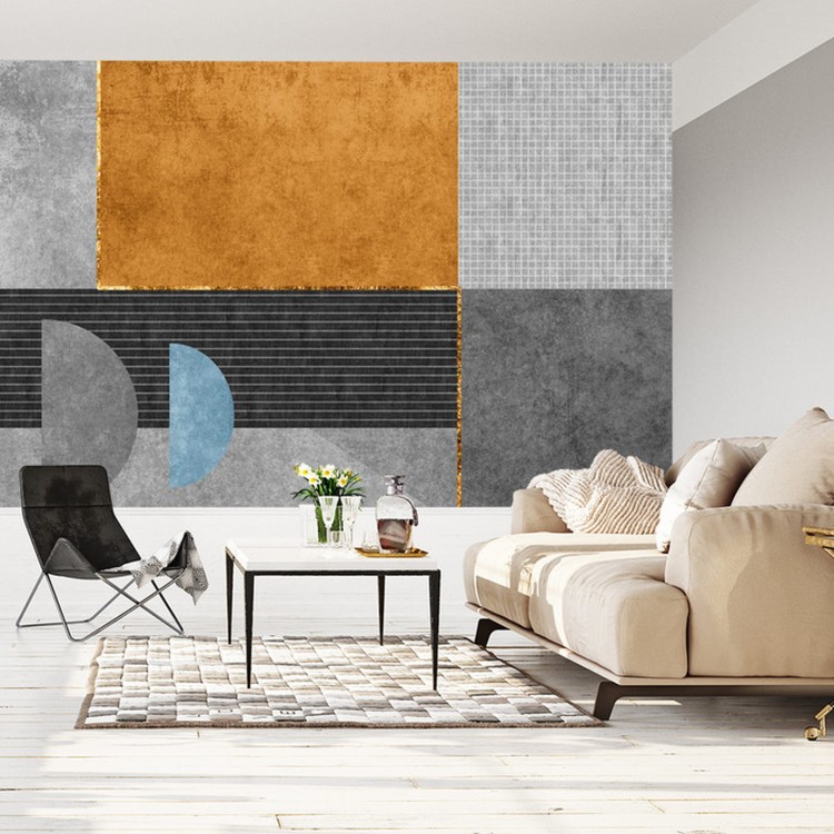 Fototapeta Gold Geometric Background Art. Modern Grey Pattern,