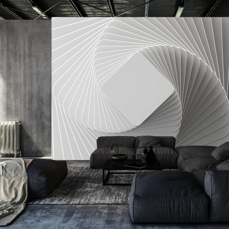 Fototapeta 3D Render, Abstract White Geometric Background, Minimal Flat Lay, Twisted Deck Of Square Blank Cards With Rounded Corners