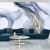 Fototapeta Abstract Blue Art With Gray And Gold — Light Blue Background With Beautiful Smudges And Stains Made With Alcohol Ink And Golden Paint. Blue Fluid Texture Poster Resembles Watercolor Or Aquarelle.