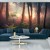Fototapeta Colorful Sunset Forest Scenery With Beautiful Trees And Plants, Natural Green Environment With Amazing Nature