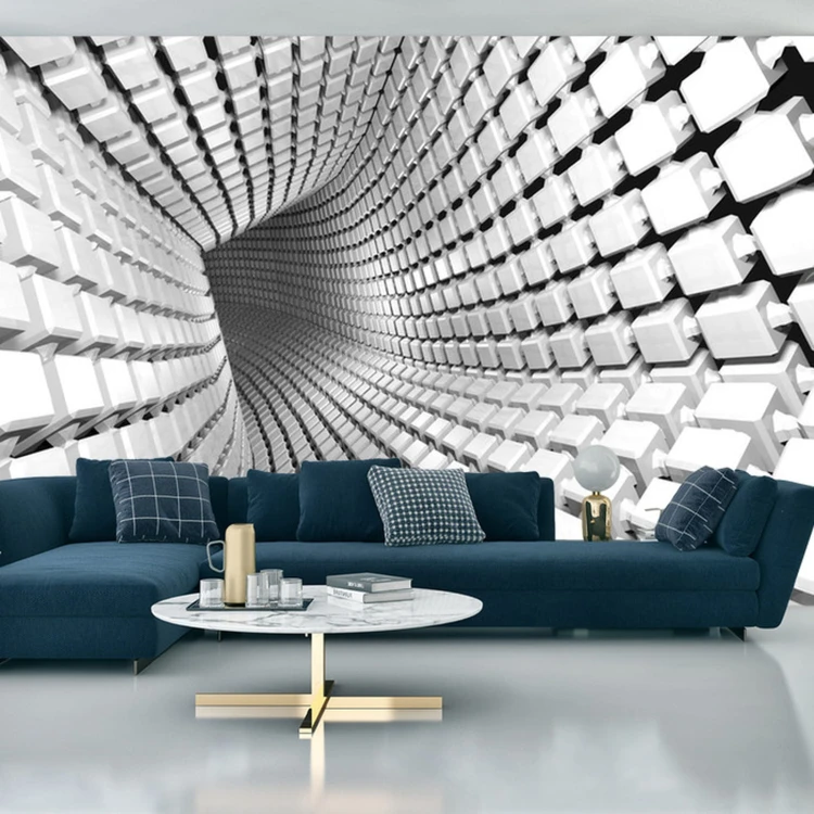 Fototapeta Abstract Geometric Background With A Tunnel Going To Perspective. 3D Render