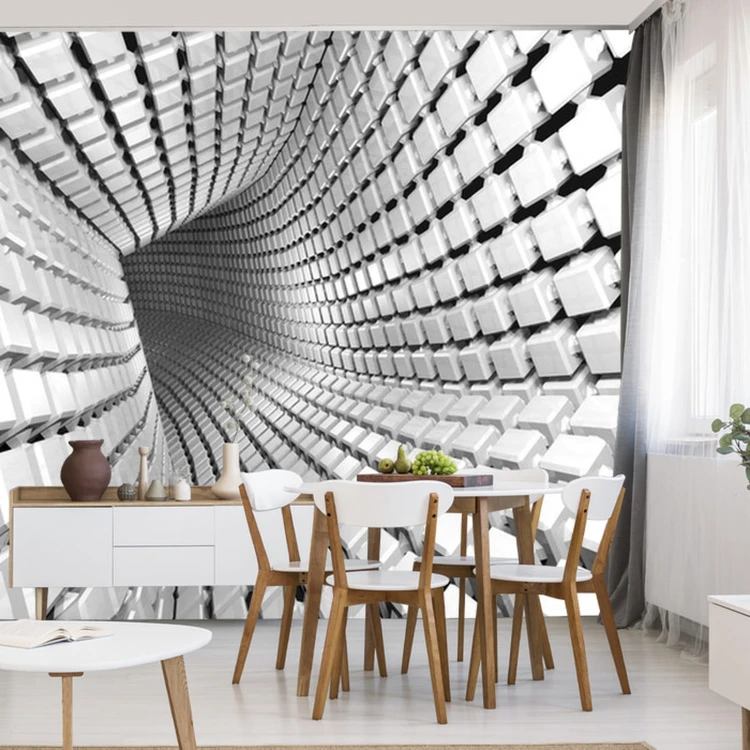 Fototapeta Abstract Geometric Background With A Tunnel Going To Perspective. 3D Render