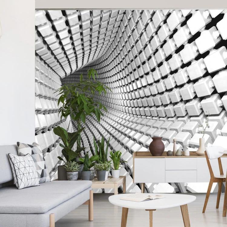 Fototapeta Abstract Geometric Background With A Tunnel Going To Perspective. 3D Render
