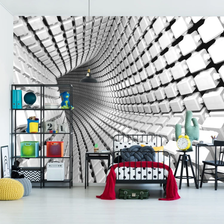 Fototapeta Abstract Geometric Background With A Tunnel Going To Perspective. 3D Render