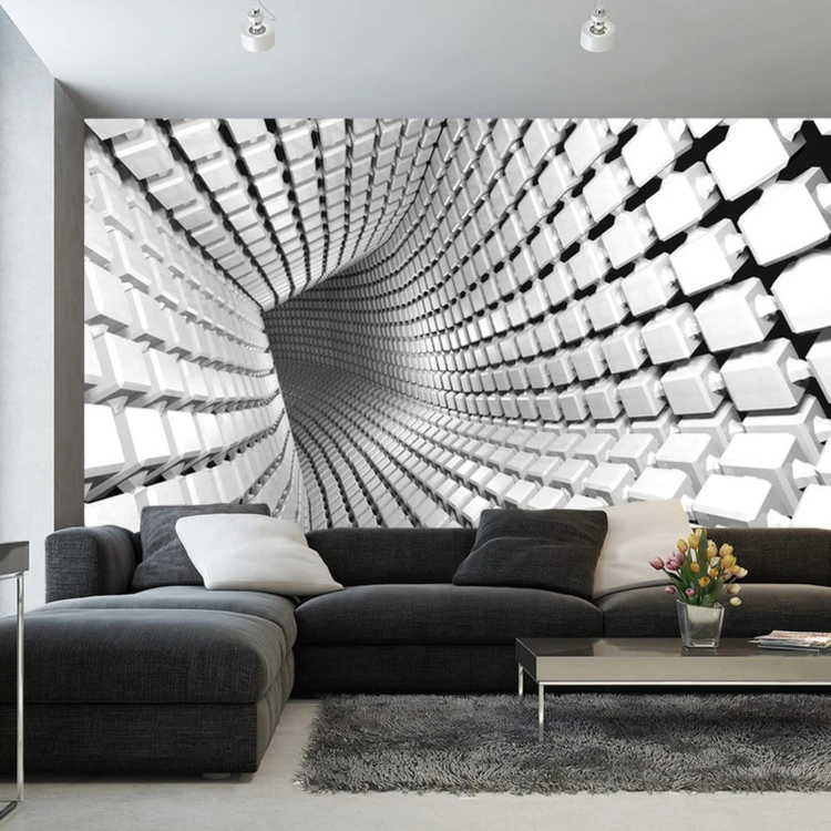 Fototapeta Abstract Geometric Background With A Tunnel Going To Perspective. 3D Render