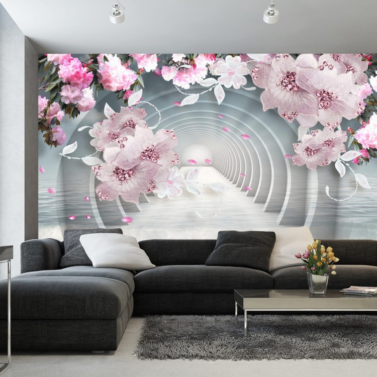 Fototapeta 3D Wallpaper Pink Jewelry Flowers