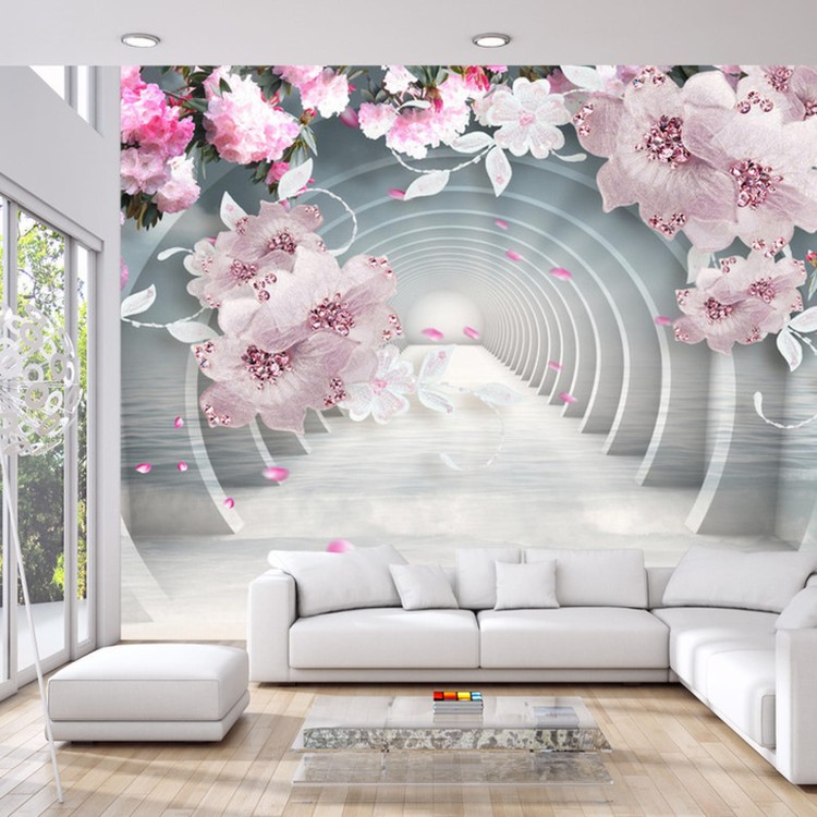 Fototapeta 3D Wallpaper Pink Jewelry Flowers