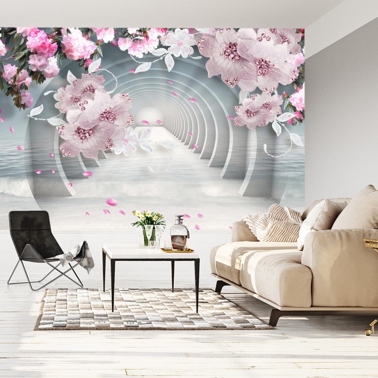 Fototapeta 3D Wallpaper Pink Jewelry Flowers