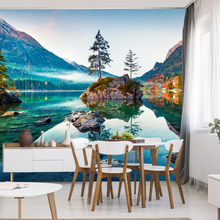 Fototapeta Beautiful Autumn Scene Of Hintersee Lake. Colorful Morning View Of Bavarian Alps On The Austrian Border, Germany, Europe. Beauty Of Nature Concept Background.