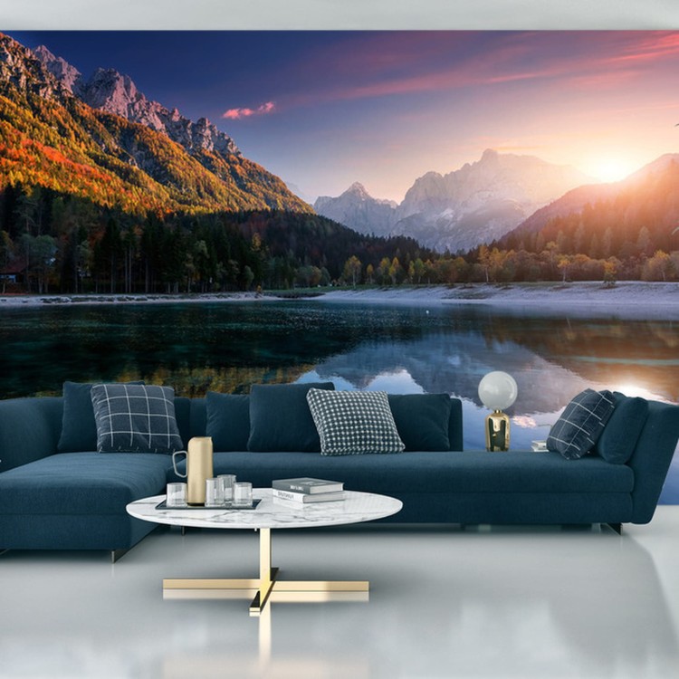 Fototapeta Incredible Nature Landscape. Amazing Lake Jasna With Of A Mirror Reflection. Stunning Vivid Nature Scenery Of Slovenia. Wild Nature Image. Concept Ideal Resting Place. Scenic Image In Autumn Time