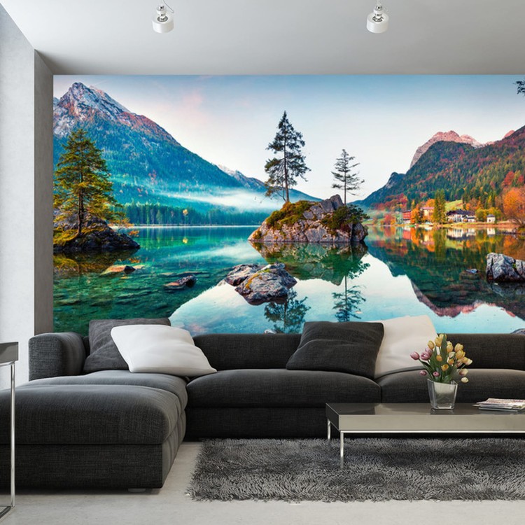 Fototapeta Beautiful Autumn Scene Of Hintersee Lake. Colorful Morning View Of Bavarian Alps On The Austrian Border, Germany, Europe. Beauty Of Nature Concept Background.