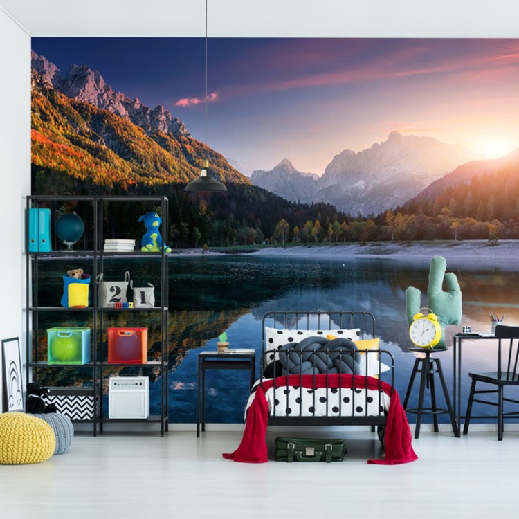 Fototapeta Incredible Nature Landscape. Amazing Lake Jasna With Of A Mirror Reflection. Stunning Vivid Nature Scenery Of Slovenia. Wild Nature Image. Concept Ideal Resting Place. Scenic Image In Autumn Time