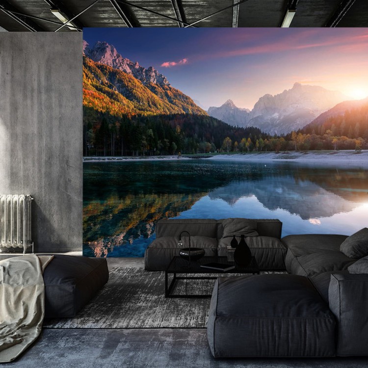 Fototapeta Incredible Nature Landscape. Amazing Lake Jasna With Of A Mirror Reflection. Stunning Vivid Nature Scenery Of Slovenia. Wild Nature Image. Concept Ideal Resting Place. Scenic Image In Autumn Time